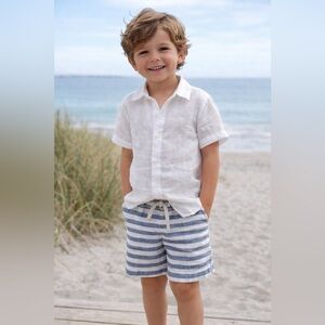 Linen Striped Kids Shorts